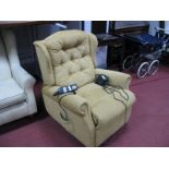 An Electric Reclining Armchair, in crosshatch golden dralon.