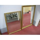 Two Modern Rectangular Bevelled Wall Mirrors, in moulded gilt effect frames. (2)