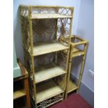 Bamboo Style Four High Bookcase, together with a bamboo jardiniere stand.