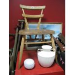 A Child's Ercol Style, light elm, twin bar back chair and a Hornsea twin handled vase, of shouldered