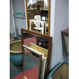 A Large Teak Framed Rectangular Wall Mirror, five further mirrors. (6)