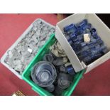 Blue Glass Condiment Liners, clear glass condiment liners, blue glass bowl liners, etc:- Three