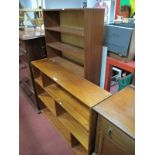 A Six Height Bookcase, a teak sectioned three heights bookcase. (2)