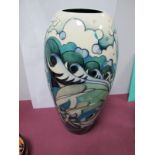 Moorcroft Pottery "Royal Dolphins" Vase, designed by Nicola Slaney, shape 101/14, number edition