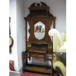 A Late XIX / Early XX Century Walnut Hallstand, with broken pediment, stepped cornice and square