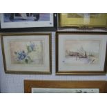 Francis Leke. Watercolours, Mediterranean scene, 25.5x35.5cms, signed lower right, still life of