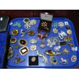 A Collection of Assorted Costume Brooches, including butterflies, rocking horse, birds, etc:- One