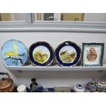 Pottery Wall Plaque "The Sirdar", Spode (seconds) plates 'Snipe' by A. Wallis and 'Quail" by L.