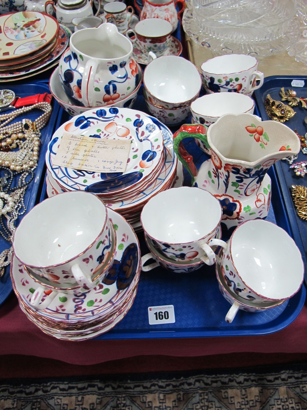 Allertons Floral Lustre Tea Ware, of forty-four pieces, including octagonal hydra jug:- One Tray