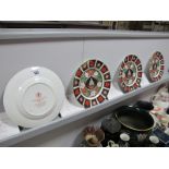 Four Royal Crown Derby Imari Limited Edition Christmas Plates, by Hugh Gibson, numbers 1251, 1443,