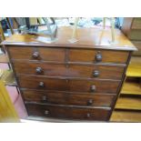 XIX Century Mahogany chest of Drawers, with a moulded edge, two short drawers, four long drawers, on