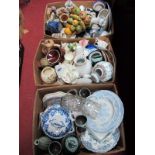 Pottery, tureens, teawares, vases, tankards, trinket boxes etc:- Three boxes