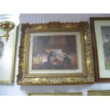 XX Century Italian Oil Painting By the Fireside, 38 x 48cm, signed indistinctly N. Zagni, with