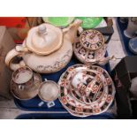 Large Russian Cream & Gilt Teapot, Imari teapot, Osborne tea ware of sixteen pieces. One tray