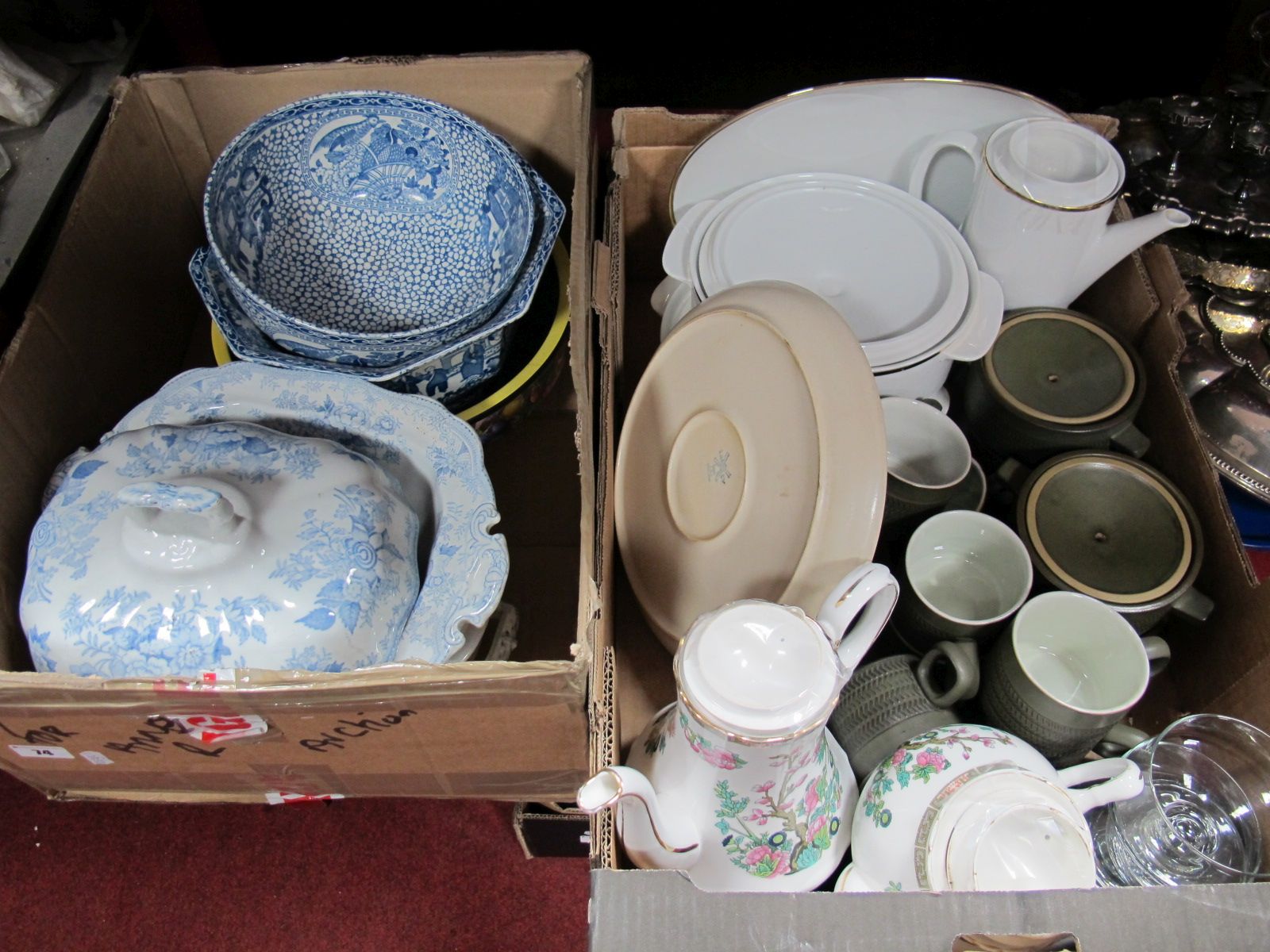 Denby Ware Duchess Teapots, Thomas tureens, Adams bowel, etc:- Two Boxes