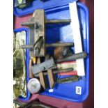 A Moulding Plane, Chesterman Tape, Colgate Phillips Steel Tool etc:- One Box