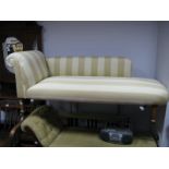A Circa 1900 Chaise Lounge, raised on oak squared tapering legs, pad feet, brass castors, (later