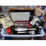 Assorted Plated Cutlery, including cased fish knives and forks, fish servers, sifter spoons,