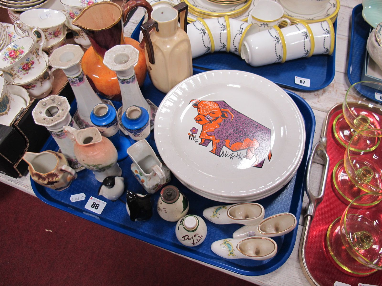 Five Beefeater Steak Plates, Devon Violets, Fryer & Sons, USSR and other ceramics. One Tray