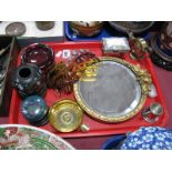 Two Cloisonné Trinkets, on wooden stands, barbola mirror, hair slides, Noritake jewel table, ruby