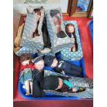 Eight Pedigree Hard Plastic Dolls, sleeping eyes, including PC49, Jack Tar, Sailor, Scottish boy