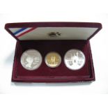 An Attractive United States 1984 Olympic Games Three Coin Proof Set: gold ten dollars and pair of