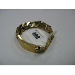 A 9ct Gold Gent's Identity Bracelet, with central vacant panel and textured links.