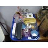 Scent Bottle, ebony brushes, trinket box, etc:- One Tray