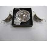 A Hallmarked Silver 'Armada Dish', bearing feature hallmarks, 9.5cms diameter; together with a