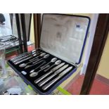 A Set of Six Hallmarked Silver Teaspoons, together with matching tea knives and sugar tongs, all