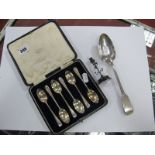 Silver Hallmarked and Silver Tea-Spoons cased, London XIX Century silver hallamrked serving spoon,