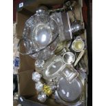 A Mixed Lot of Assorted Plated Ware, including goblets, swing handled basket dish, pair of glass