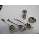 A Set Of Three Hallmarked Silver Old English Pattern Teaspoons, initialled, together with a