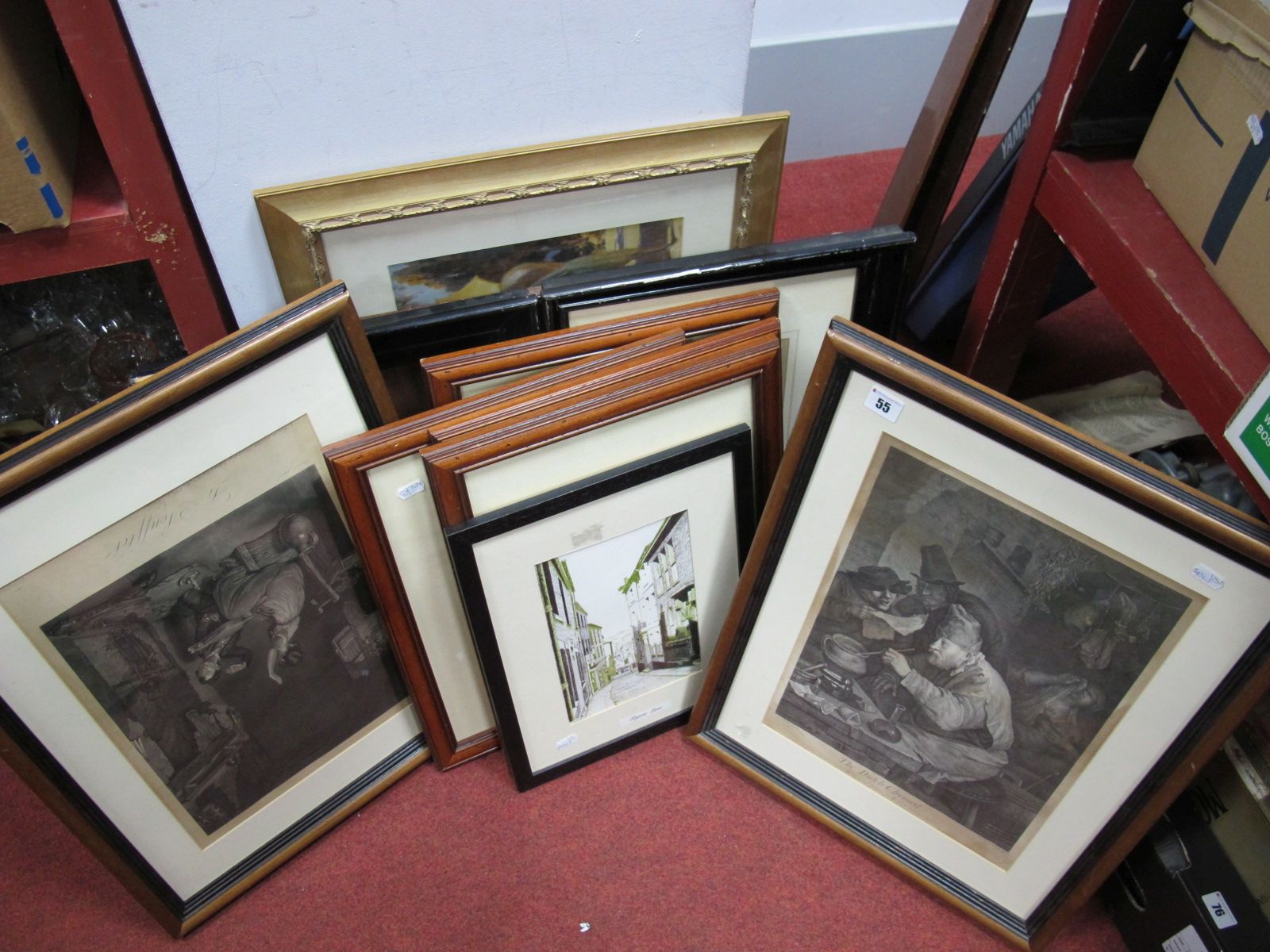 A Quantity of Framed Engraving Prints, colour prints, pencil study, including "Fig Tree Case", "