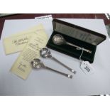 Three Hallmarked Silver Christmas Spoons, one with certificate, in original box.