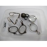 Late XIX/Early XX Century Prince Nez, together with a small two lens folding magnifying glass with