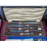 Early XX Century Henderson's Dundee Cased Four Piece Horn Handled Carving Set.