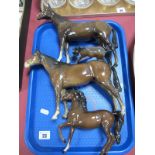 Two Large Beswick Horses, a Beswick foal, and a prancing Beswick horse (4):- One Tray