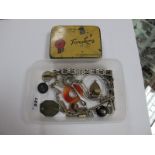 An Albert Chain, gent's ring, a bracelet, bangle, tin etc.