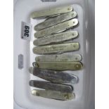 A Collection of Assorted Folding Pocket Knives, all with advertising scales. (10)