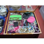 A Large Mixed Lot of Assorted Costume Bead Necklaces, bangles, rings, clip earrings etc, all