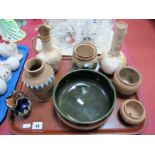 A Doulton Burshem Stoneware 'Tobacco' Jar, (lacking lid), Doulton stoneware bowl with two other