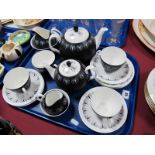 A Hazel Thumpston 'Domino' Pattern Foley Tea Service, of eighteen pieces including two teapots.