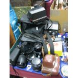 Cameras and Lenses, including f=135mm lens, Tokina SZ-X 35-70mm, Cosina CI with Cosina 70-210mm lens