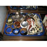 Costume Jewellery etc, ladies brass bangles, necklaces etc:- One Tray