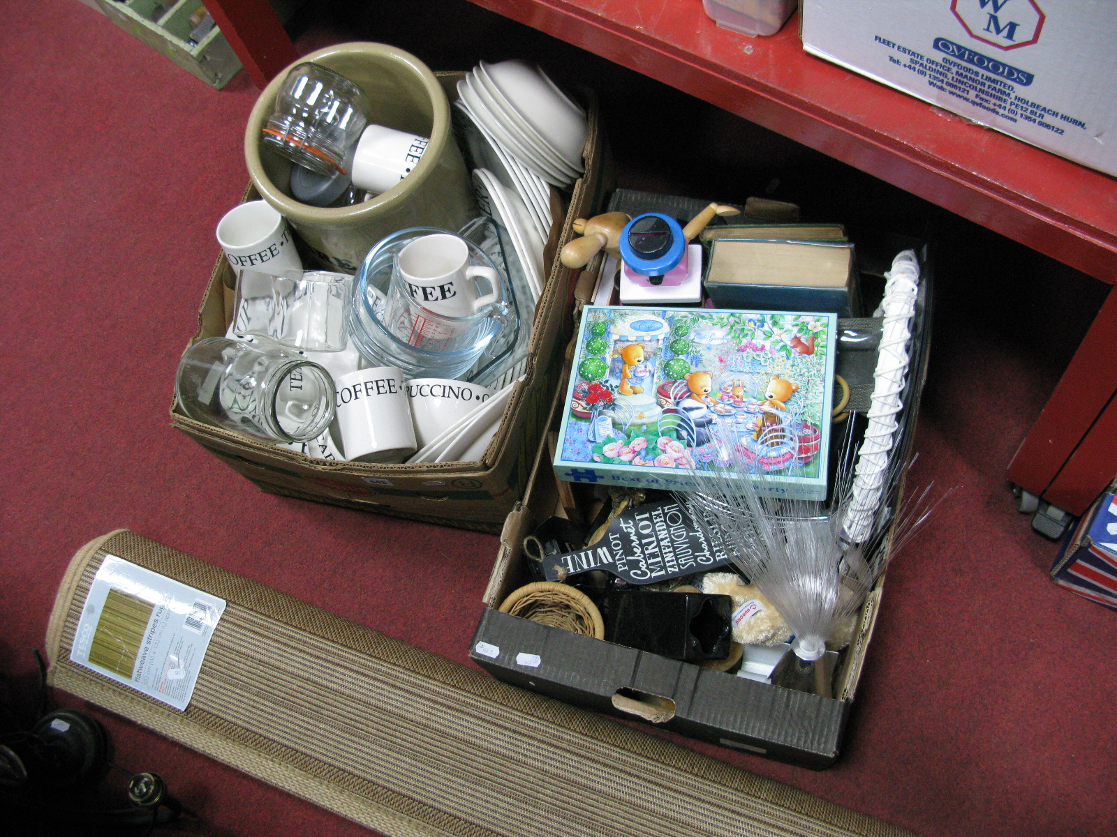 Stoneware Bread Bin, breakfast, tea and dinnerware, Pyrex, rug, jigsaw, optic fibre light place mat