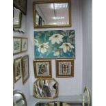 Carol Robinson Print, two wall mirrors, two Egyptian pictures (5).