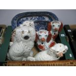 XIX Century Staffordshire Dogs (D), XIX Century blue and white plated:- One Box