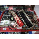 Assorted Costume Jewellery, including beads, imitation pearls, bracelets, brooches etc :- One Tray