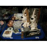 Szeiler Studio Pottery Pair of Dogs, Acme city whistle, corkscrew, etc:- One Tray